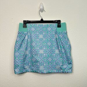 Gretchen Scott Skort Sz Small Jersey Skippy Rio Geo Blue Green Printed Tennis